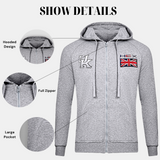 London England Hoodie Full Zip Up Pullover GB Union Jack Flag Sweatshirt Jumper